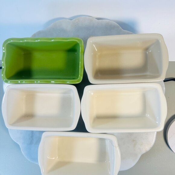 Vintage Lot Of 5 Holiday Ceramic Loaf Pans Festive Approx size 8" X 2" Bake Gift - Picture 4 of 6